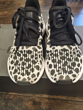 adidas Black and White Patterned Athletic Shoes